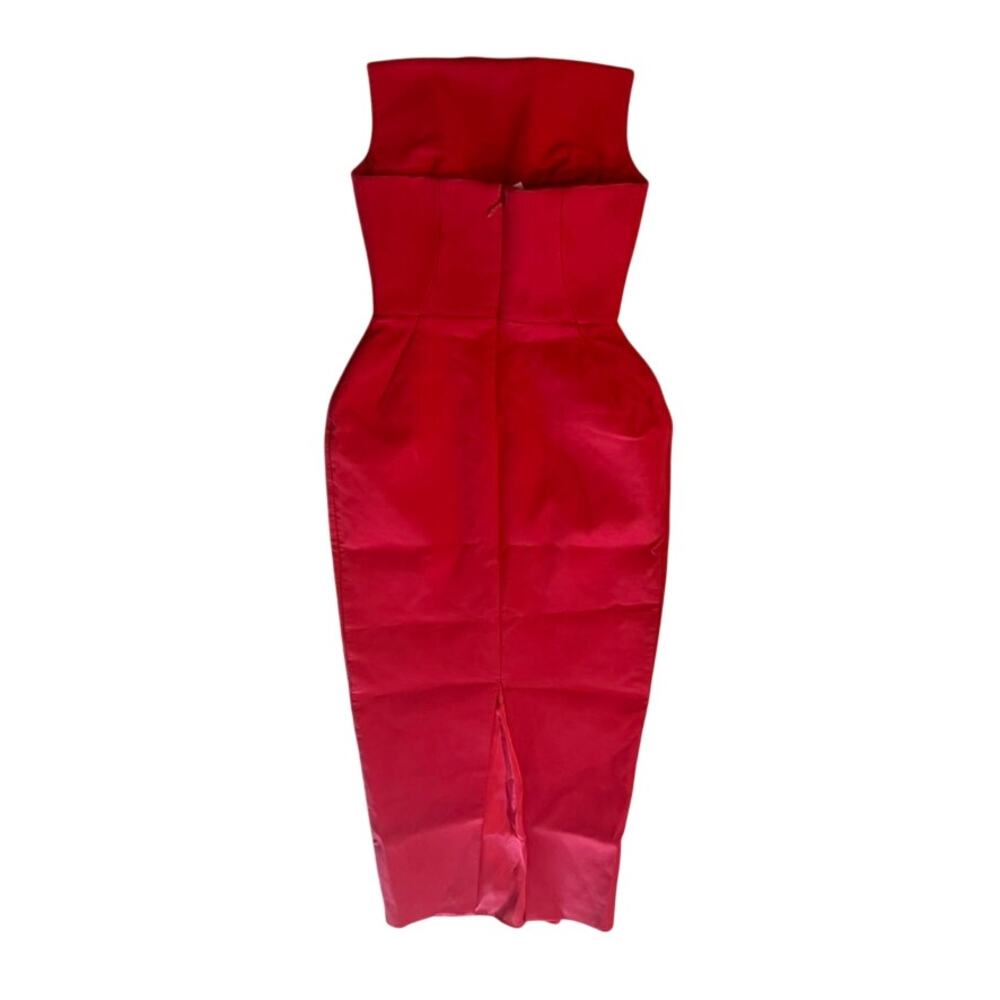 Helsa The S Curve Dress With Bow in Lipstick Red, Size XS - Picture 7 of 9
